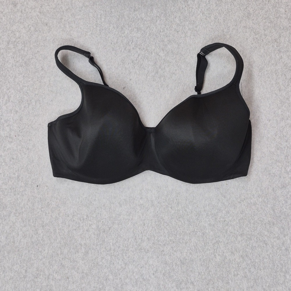Cacique Women Bra 40F Black T Shirt Underwired Strap Adjustable